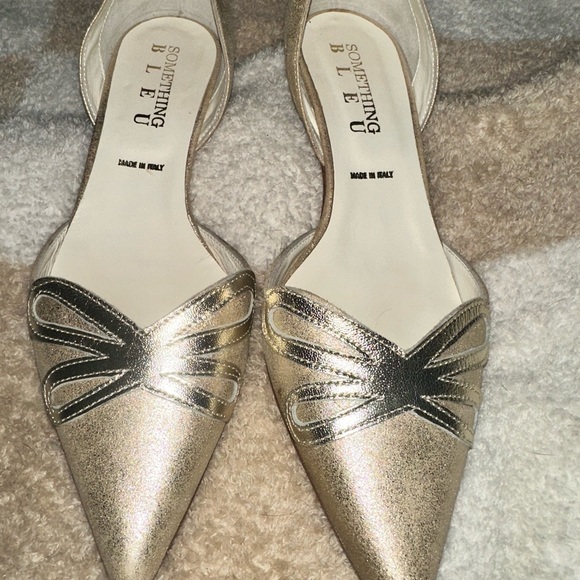 Something Bleu Bridal Shoes - Something Bleu -  Gold Women's Shoes -kitten heel -8.5